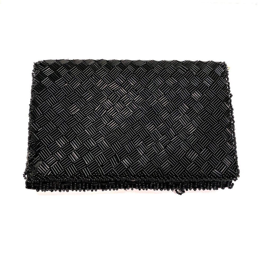 Beaded Shimmer Satin Clutch – La Regal | Elegant Evening Bag